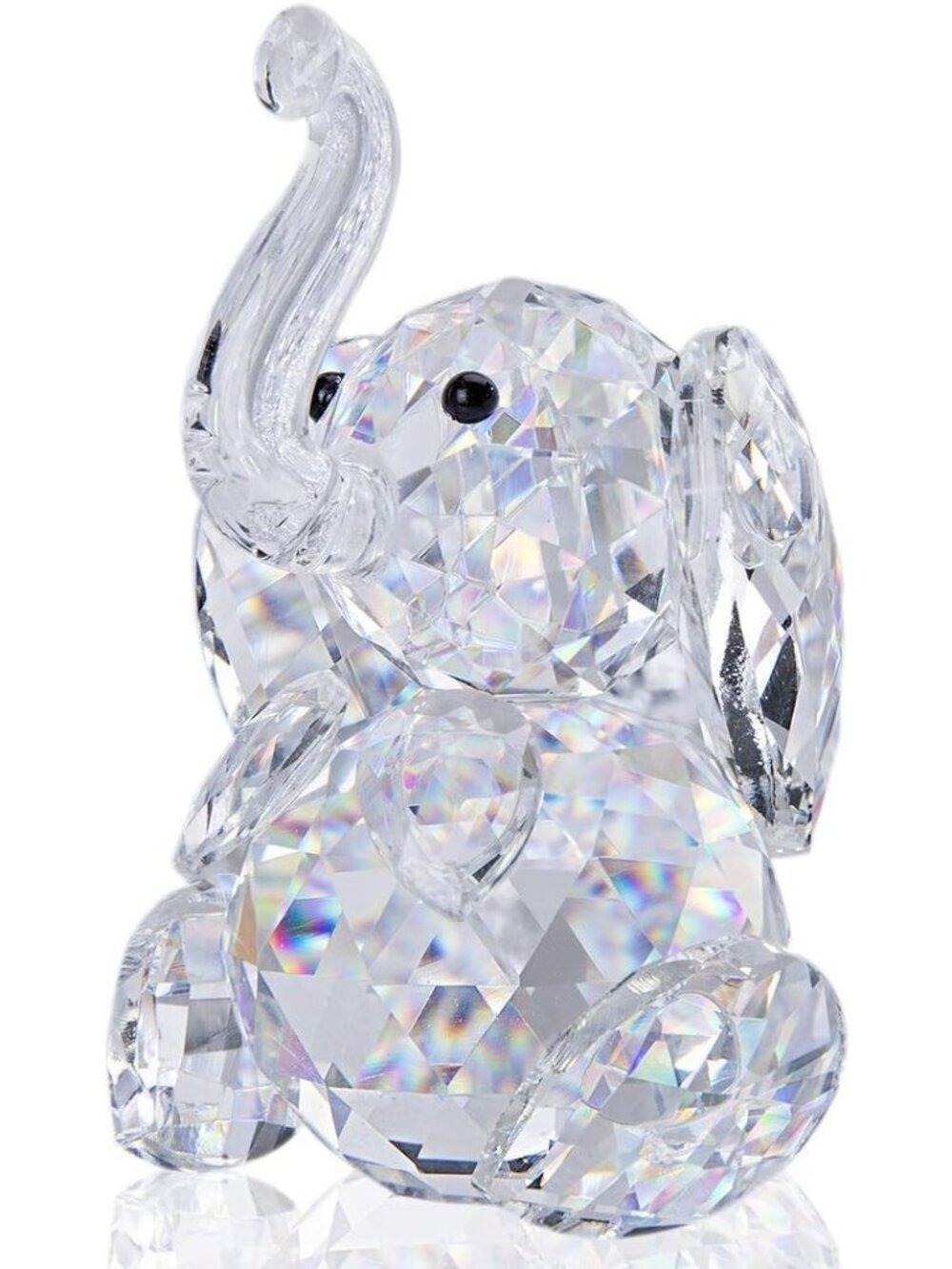 New Cute Elephant Figurine Collection Cut Glass Ornament Statue Animal
